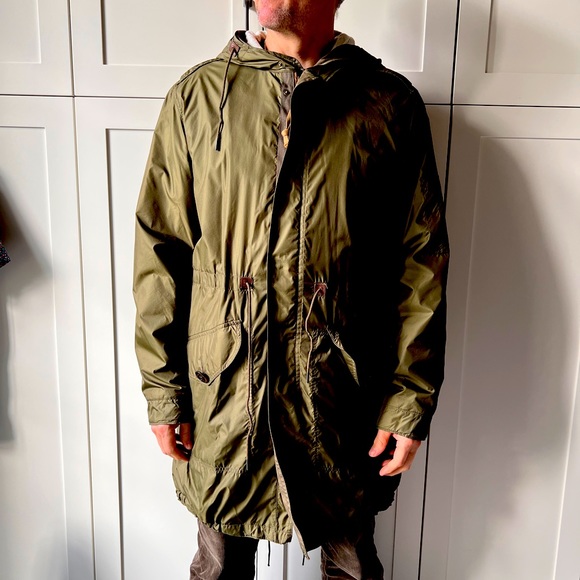 BURBERRY PARKA men’s olive green LINED Sz M - Picture 1 of 12